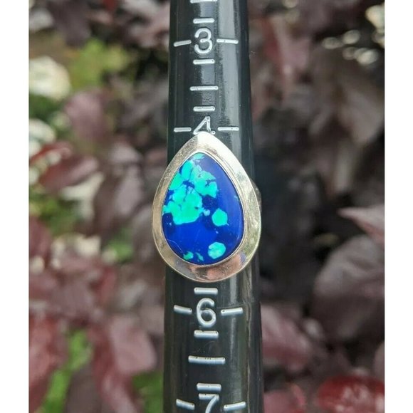 Azurite Malachite Stone Sterling Silver 925 Ring 5